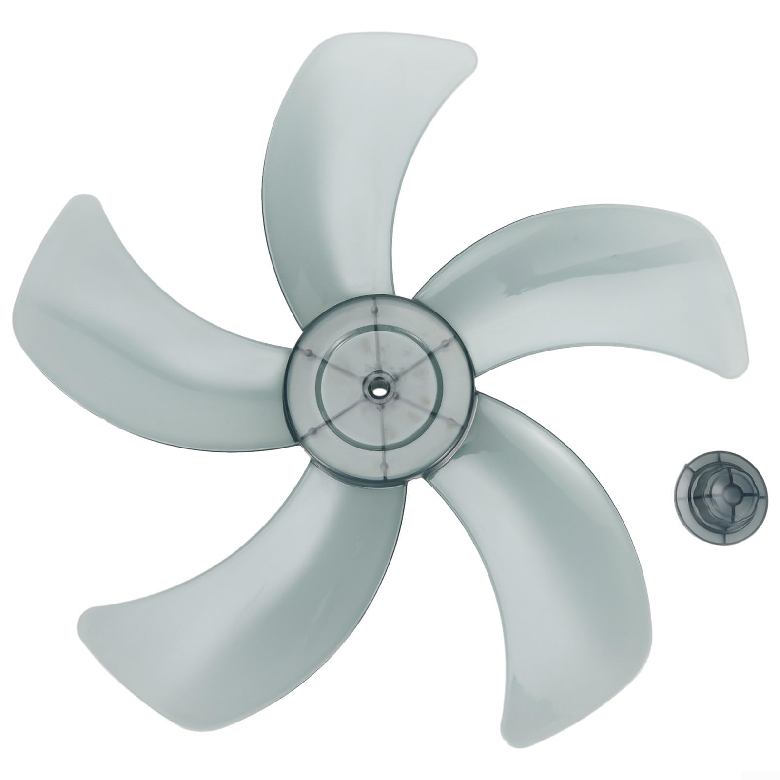 Replacement Plastic Fan Blade 16 Inch with Nut Cover, Quiet Five Leaf Design for Household Use (Black)