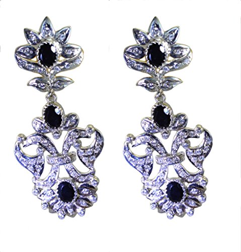 Boucle d'oreille onyx noir argent sterling pour femmes bijoux ronds tendance