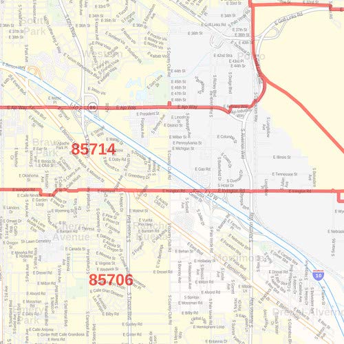 Mapa De Códigos Postales De Tucson, Arizona Tucson Arizona ZIP Codes