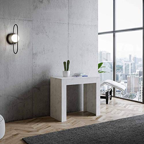 Itamoby - Consola extensible Emy blanco con patolado L 90 x P 42 x H 76,8 (extensible hasta 302 cm)