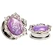 KUBOOZ Pink Opal Center Ear Plugs Tunnels Gauges Stretcher Piercings Jewelry