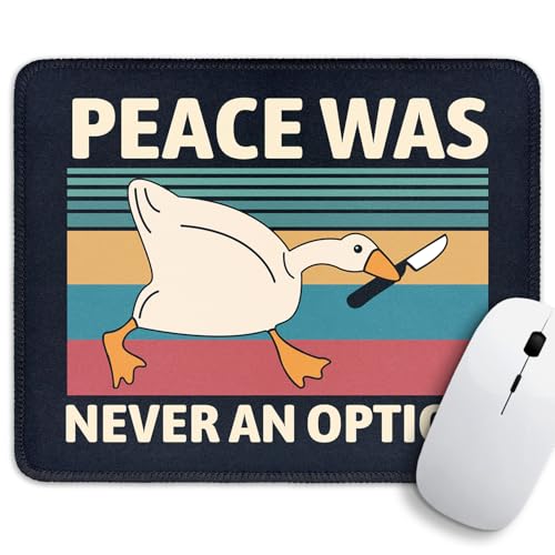 Peace was Never an Option Funny Goose Meme Square Non-Slip