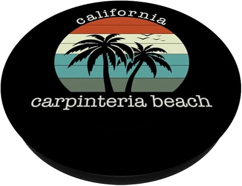 Miniatura 2 de Carpinteria Beach California Vintage Sunset Palmeras PopSockets intercambiables PopGrip