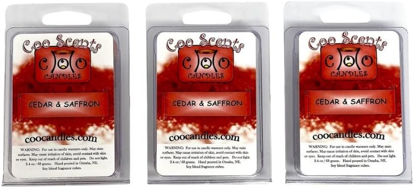 3 Pack Soy Blend Wickless Candle Bar Wax Melts (Cedar and Saffron)