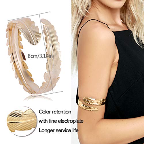 Rioso 6 Pieces Arm Cuff Upper Arm Band Cuff Bracelet Bangle For Women Silver Gold Adjustable Armband Set thumb #4