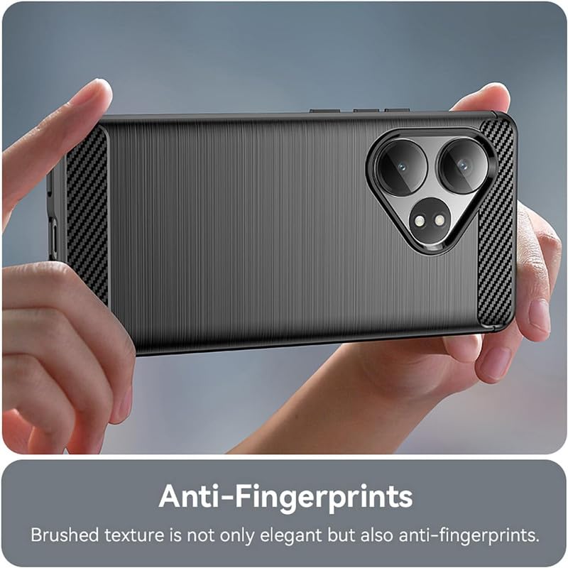 Image of NPRC Hybrid Ultra Slim Protective Case TPU Non-Slip Carbon Fiber Texture Shockproof Case Cover for Realme GT 6 - Black