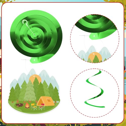 Image of 54Pcs Camping Hanging Swirls Party Decorations Camping Themed Birthday Party Decorations Ceiling Hanging Decor for Classroom Outdoor Hiking Summer Camp Adventure Swirl Streamers