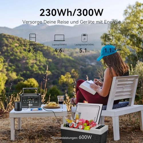 Bild 5 - Flashfish T300pro 300W Tragbare Powerstation mit 230Wh LiFePO4 Akku,600W Spitze,Sinus-Wechselstromsteckdosen,100W USB-C PD, 1,2H Schnellladezeit, Solargenerator für Camping,Wohnmobil,und Notfälle