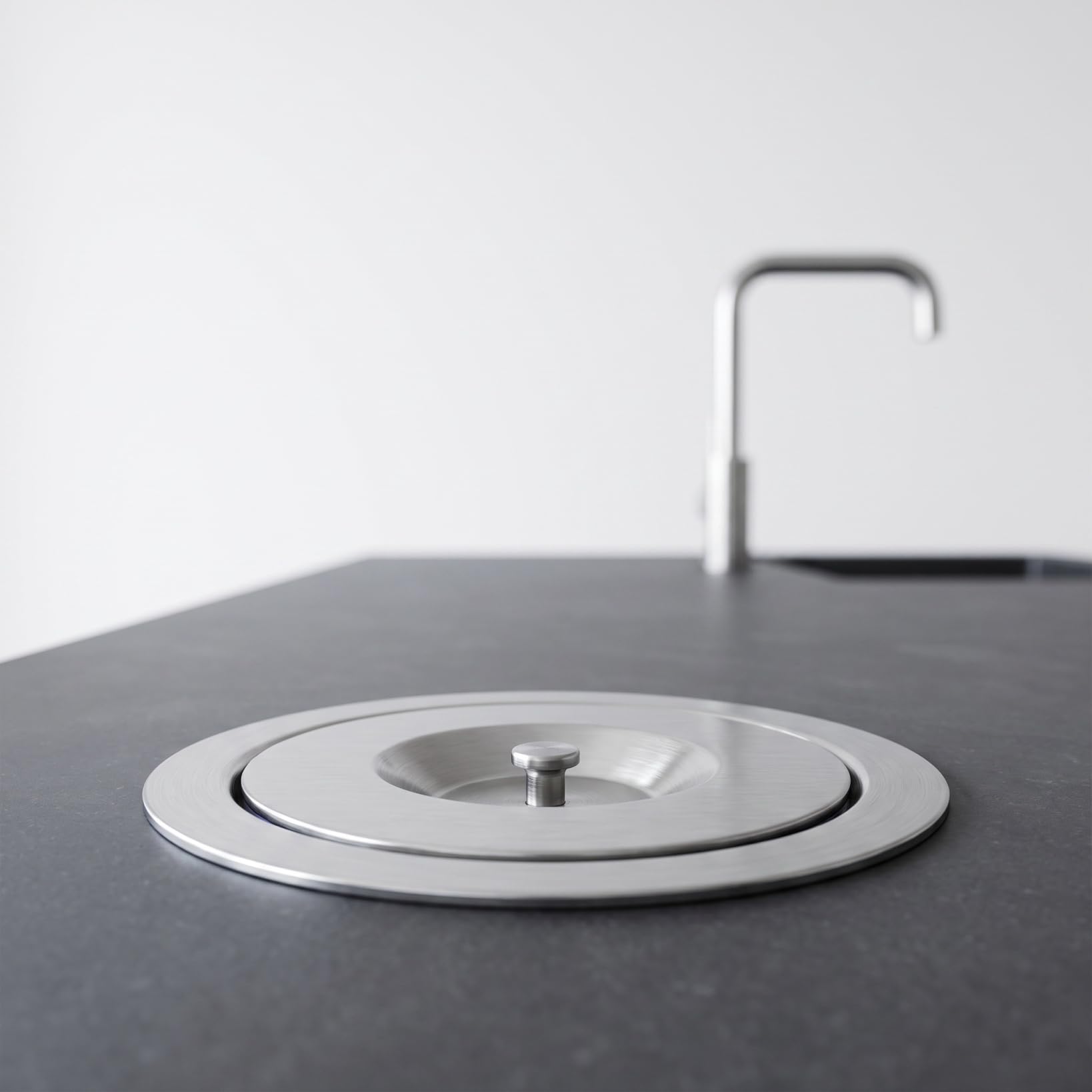 SHINEOFI Couvercle Poubelle Encastrable Inox, Cache Poubelle de Comptoir
