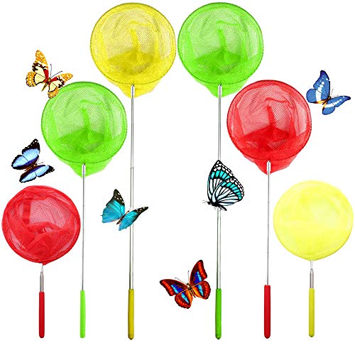 Anyumocz 6 Pcs Bug Catcher Net Telescopic Butterfly Net Set,Insect Catching Fishing Nets for Catching Insects Bugs Fish Caterpillar Ladybird Nets Outdoor Tools Colorful Extendable