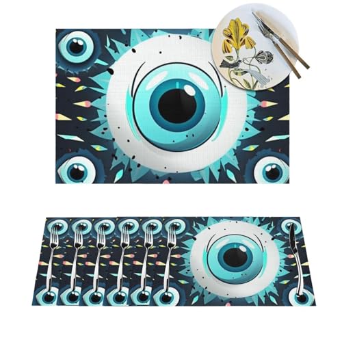 Sets de table en vinyle pour salle à manger tapis de cuisine œil bleu