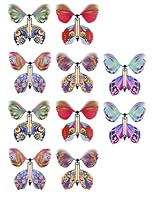 JEXOWIQ Flying Butterfly Toy Set - 10 Stück Wind Up Butterfly Toy Gummiband Powered Butterfly Bright Colors Magische Schmetterlingskarte Wind Up Butterfly Toy für große Geburtstag Hochzeit