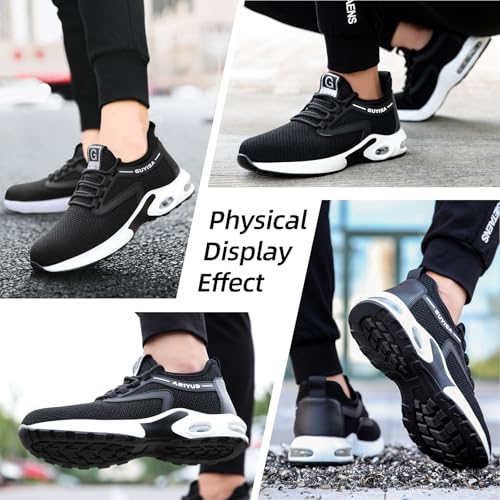 Image of GLANOUDUN Steel Toe Shoes for Men Black Steel Toe Sneakers Lightweight Work Shoes Puncture Resistant Safety Footwear Working Sneakers Casual Construction Working Shoe