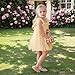 Miipat Baby Girl Tulle Dress Sleeveless Toddler Birthday Party Dress Floral Sundress with Headband(Beige,12-18M)