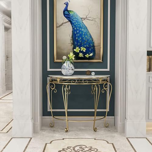 Consola blanca de media luna ideal para decorar el pasillo 6