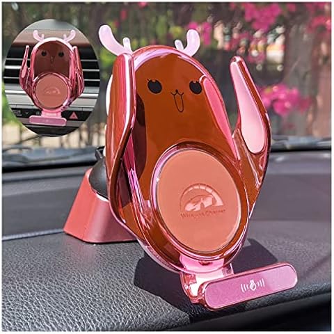 Peanutech Universal Wireless Car Charger Mount, Auto-Clamping 15W Rechargeable, Air Vent Dashboard, Compatible with iPhone 13/12/11/X/9 Series, Samsung S22/21/20/ 10/9/8/Note20/ Note10/9 etc … (Pink) Cover