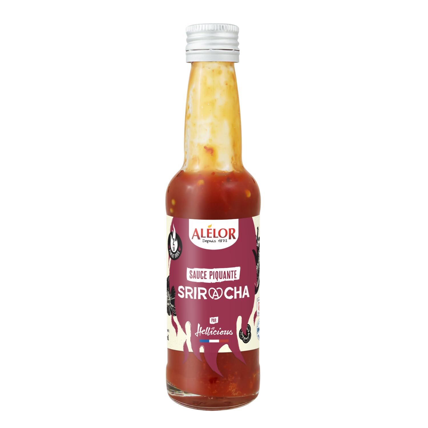 ALELOR Sauce Piquante Sriracha Origine France 10 cL — Bouteille en Verre, Piment Cayenne Doux et Éveil d'Épices - Lot de 3