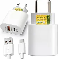 Kit Carregador Turbo 45W USB-A + USB-C PD com Cabo Tipo-C – Carregador Rápido Dual Port para iPhone 15 16 17, Samsung Galaxy, Xiaomi, Motorola, Tablets e Android