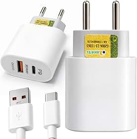 Kit Carregador Turbo 45W USB-A + USB-C PD com Cabo Tipo-C – Carregador Rápido Dual Port para iPhone 15 16 17, Samsung Galaxy, Xiaomi, Motorola, Tablets e Android