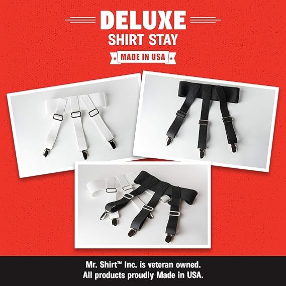 Image of Premium Shirt Stays for Men - 3.0 Upgrade Tucker Garters Clips for Tucking - Suit Accessories With Elastic Adjustable Holders