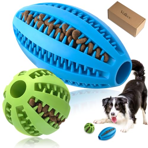 Volkee 2 Pack Puzzle Toy for Large Dogs, Interactive Dog Enrichment Toys, Toy to Keep Them Busy, Treat Dispensing Ball for Dog Teething and Training
