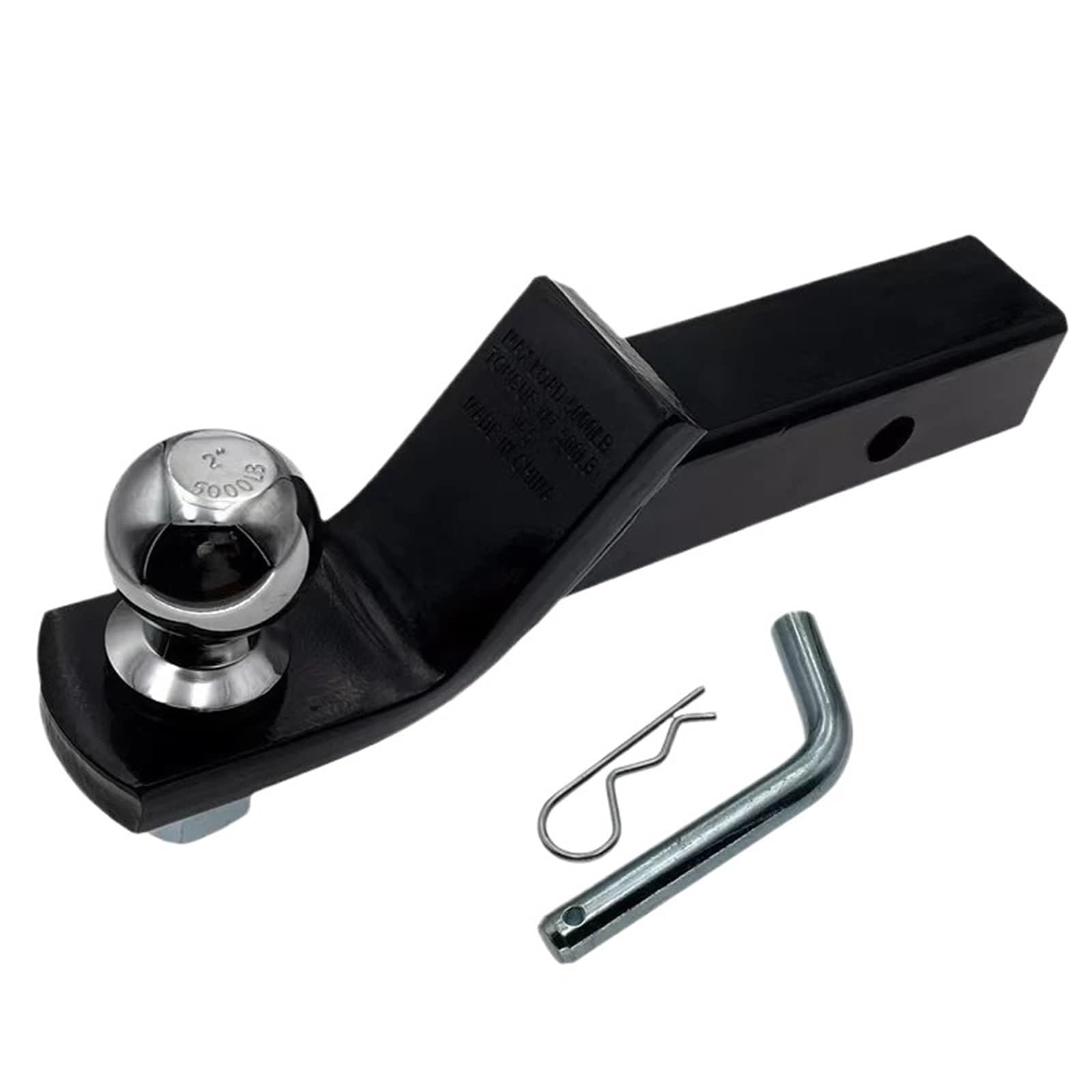 Boule d'attelage Support de Boule Langue Barre d'attelage 2 Pouces, avec et goupille, pièces RV, Accessoires Camping-Car, Composants Caravane(Set with Ball 2 inch)