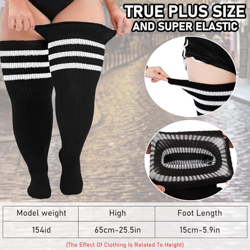 Plus Size Thigh High Socks,Plus Size Thigh High Stockings for Women,Extra Long Striped Over The Knee Socks Leg Warmers2