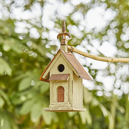 Glitzhome JK90159 13.25 Inch H Wooden Bird House Hanging Church Birdhouse thumb #3