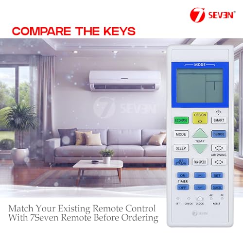 Image of 7SEVEN Compatible with Panasonic AC Remote Control Model 157F Suitable for 1 1.5 2 Ton Split or Window Inverter Air Conditioner - Match Each Keys Exactly to Replicate Genuine Remote Function