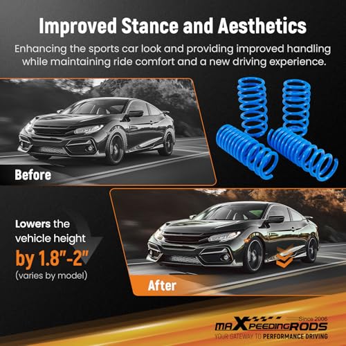 maXpeedingrods Lowering Spring for Dodge Charger RWD 2011-2023, for Chrysler 300 RWD 2011-2023, SAE 9254 High Tensile Coil Spring, Blue - Image 6