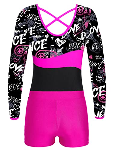 Kids Girls Gymnastics Leotards with Shorts Set 2 Pieces Tracksuit Long Sleeve Tumbling Dance Outfits4