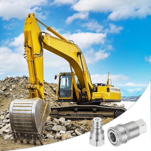 Image of PATIKIL 1 /4 inchNPT ISO-A Hydraulic Quick Disconnect Coupling, 1 Set Flat Face Hydraulic Quick Connect Coupler with Dust Caps Quick Release Coupling Set