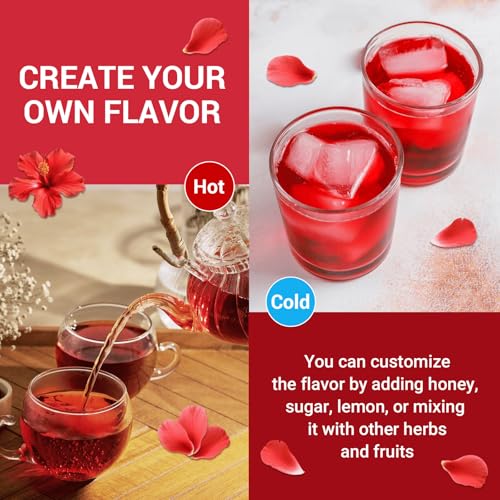 Hibiscus Tea Bags, Hibiscus Flower Herbal Tea - Caffeine & Sugar Free, 120 Teabags