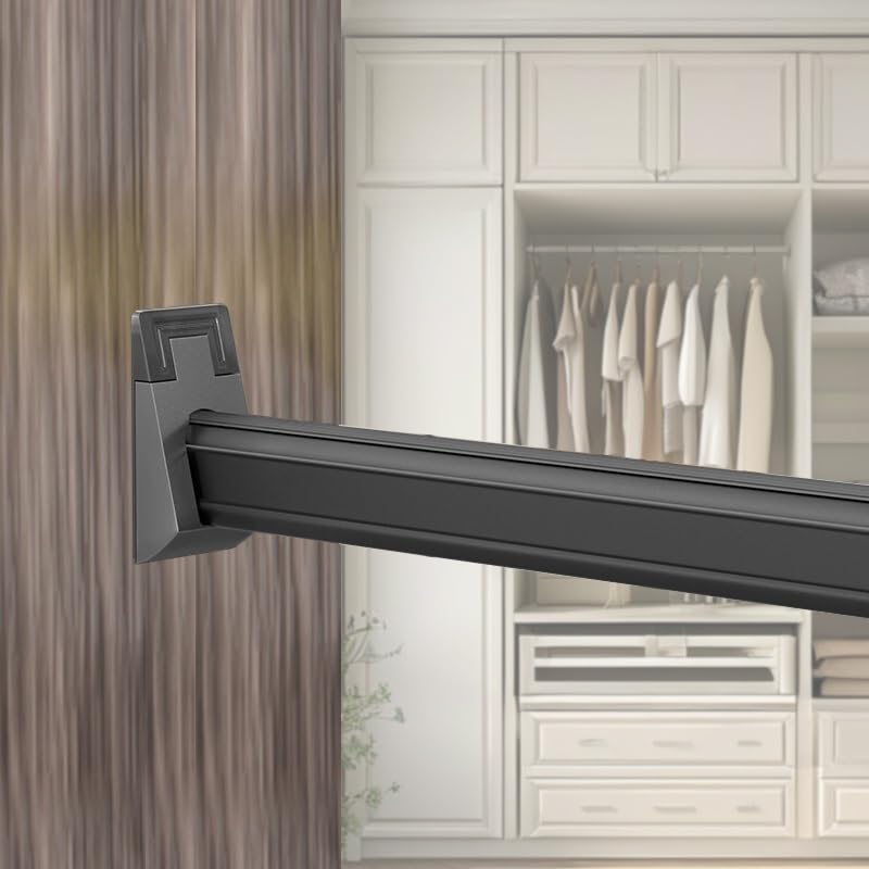 Tringle de penderie haut de gamme en métal robuste noir de 80cm avec fixations complètes