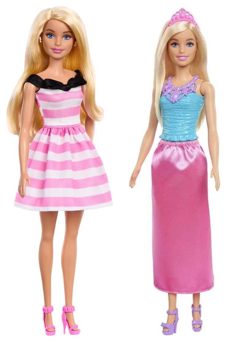 Barbie Doll and Accessories, 65th Anniversary Commemorative Doll with Blonde Hair, Pink and White Striped Dress Dreamtopia Princess Doll (Blonde)