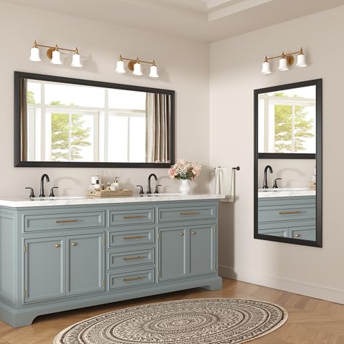 Image of 30x55 Inch Black Framed Bathroom Mirrors for Over Sink | Wall Mirrors for Bathroom Sink, Bathroom Vanity Mirror, Rectangle Farmhouse Mirror, Bedroom, Living Room, Entryway