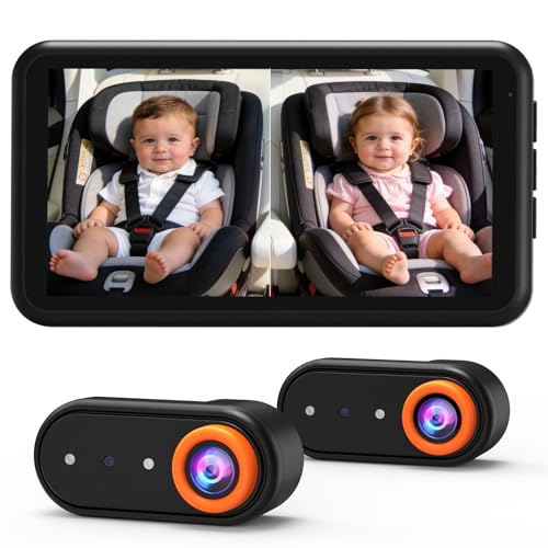 Image of LUCKVIEW BM2 PRO Dual Baby Car Camera, 5.2" 1080P HD Display for Rear-Facing Car Seats, IR Night Vision, Anti-Shake Mount, Easy Install – Ideal for Parents with 2 Kids and Pets