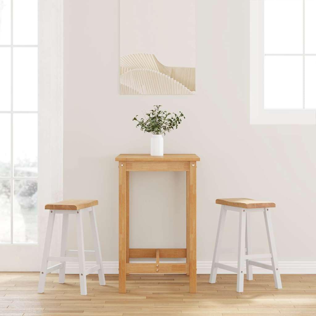 Juego de 2 taburetes de bar, madera maciza, árbol de goma con reposapiés, para cocina, bar, restauración, salón y fiesta, adecuado para asientos y taburetes de mostrador