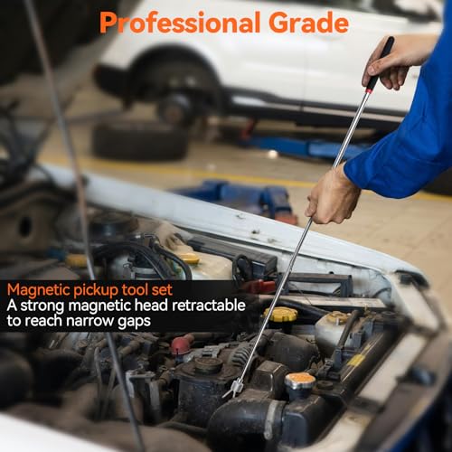 3-Piece Magnetic Pickup Tool Set – Father’s Day Gifts for Dad, Telescoping Flashlight with Flexible Magnetic Tip, Foldable Parts Tray for Screw Retrieval, Cool Gadget for DIY Dad, Husband, Mechanic by Preciva - Used condition - Image 7