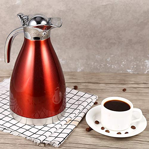 2L Rouge Cafetière en Acier Inoxydable, Carafe Isotherme Sous Vide Thermique à Double Paroi,Café Thermos Rétention Chaude Froide 24H