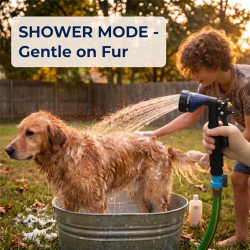 GREEN MOUNT Water Hose Nozzle 2-Pack, Zinc Alloy Garden Spray Nozzle with Adjustable Spray Patterns, Leakproof Rustproof Trigger Lock for Outdoor Cleaning & Car Wash, Blue & Red — view 4