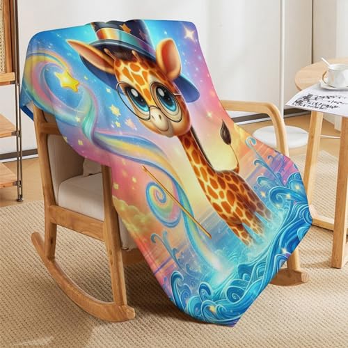 Manta de sofá con diseño de jirafa para tardes de películas en el salón 5