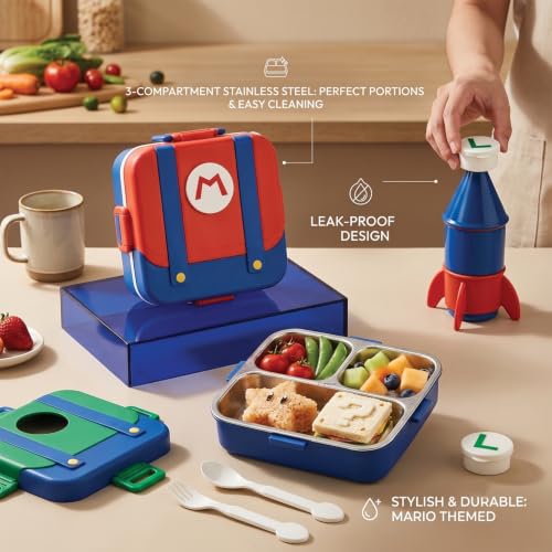 Image of House of Quirk 750ml Stainless Steel Bento Lunch Box for Kids & Adults, 3-Compartment Insulated Lunch Box with Spoon, Fork & 50ml Spice Box, Leakproof, BPA-Free (Green)
