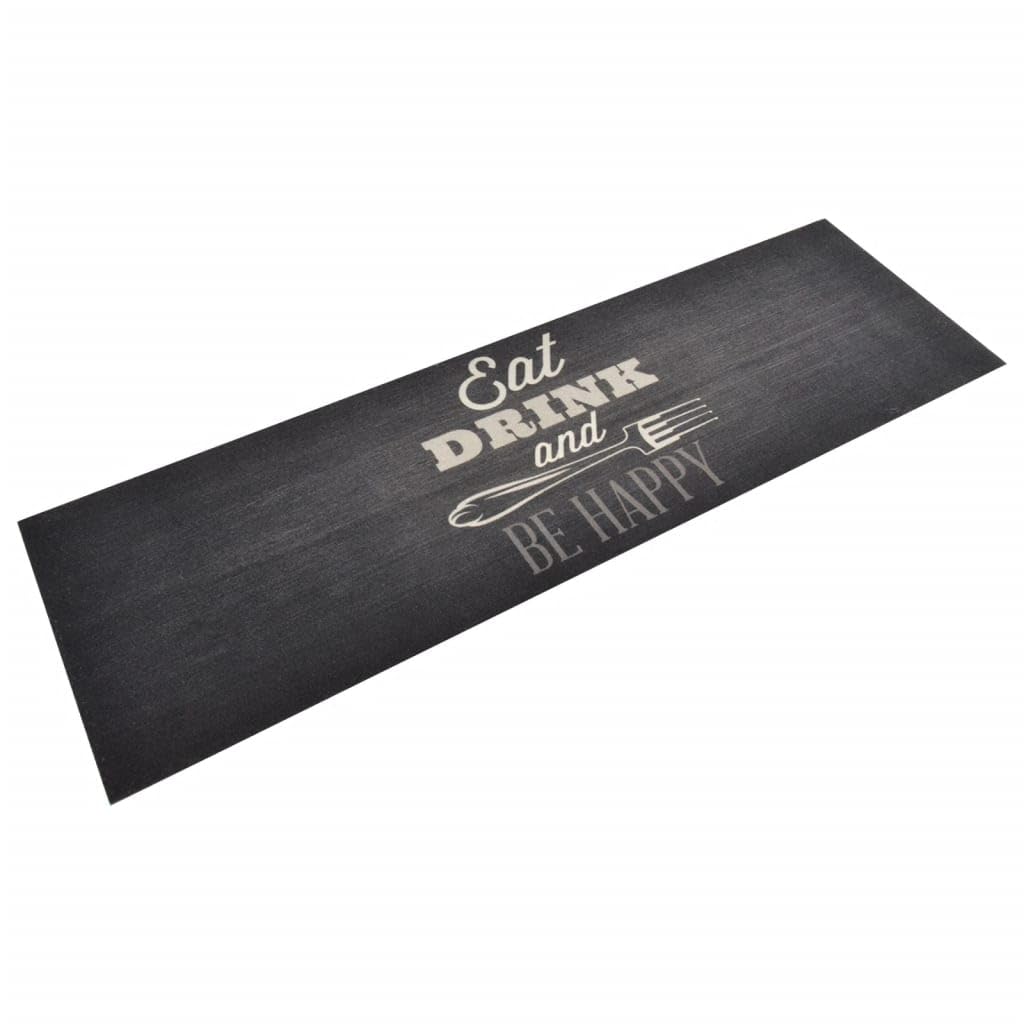 Tapis de cuisine noir 60x180 cm lavable et antidérapant imprimé