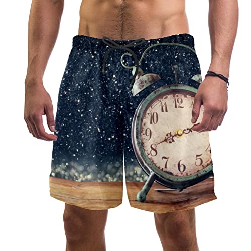 Short de plage séchage rapide pour hommes motif Noël style horloge