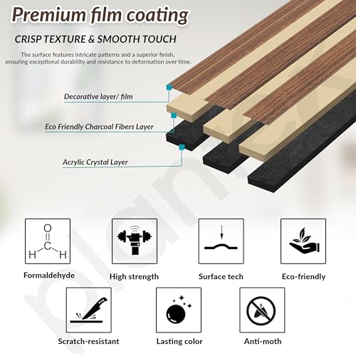 Image of Plantex Wall Panels /Wooden Louvers Panel for Wall 8 Feet /Charcoal Panel for Interior Wall Decor /3D Wall Panel - Pack of 3 Covers - 9 Sq. Ft, Size-5 Inch x 8 Feet (Wooden-Classic Strip)
