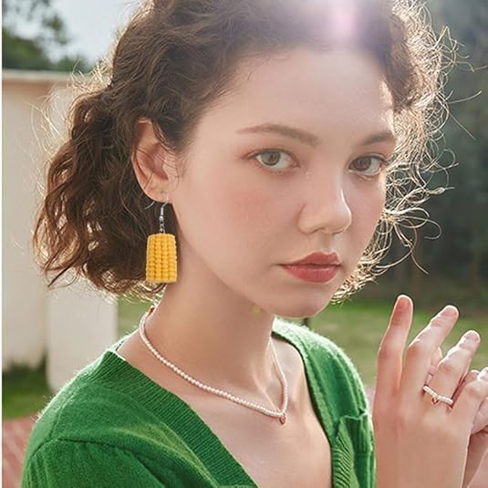 3D Handmade Corn Earring Set for Women Thanksgiving Yellow Corn Earrings for Women Simulation Funny Food Cute Vegetable Earrings Thanksgiving Day Jewelry - Image 4
