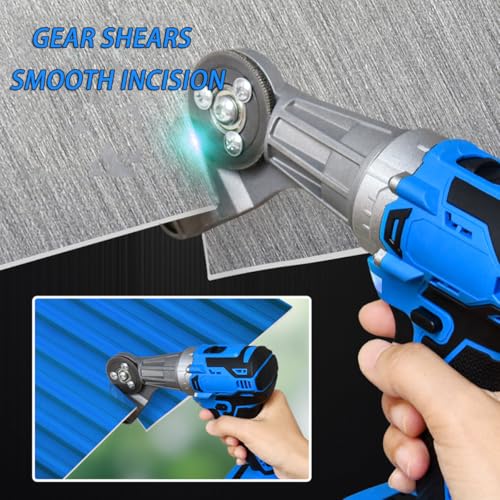 Zoienu Electric Drill Shear Type Metal Sheet Cutter, Cordless Metal Sheet Cutter, with LED Lighting, Adjustable Speed, Suitable for Iron, Copper, Aluminum and Steel Sheets