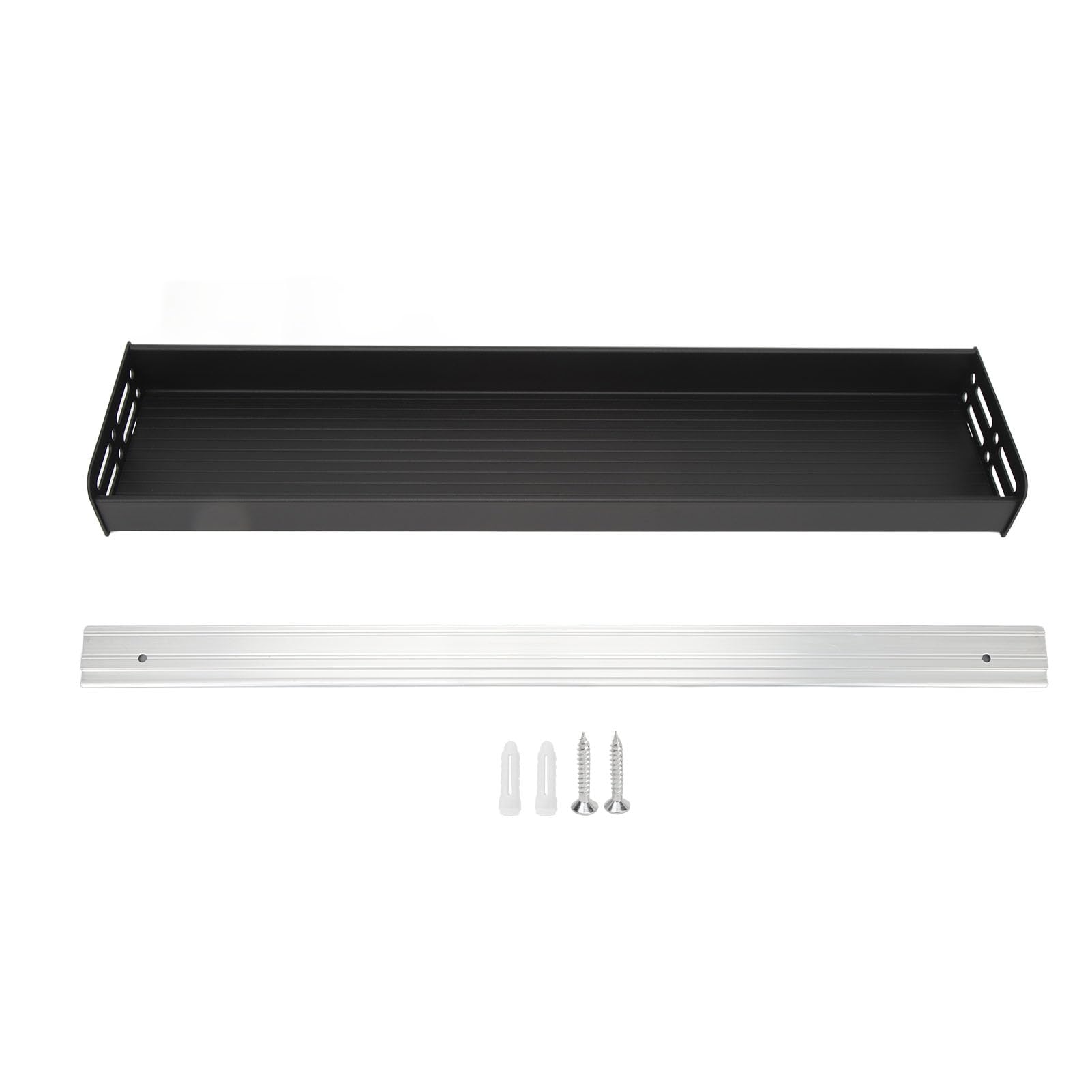 Eujgoov Étagère à épices Murale de 60 Cm, Organiseur Amovible en Aluminium pour Cuisine et Salle de Bain, Solution de Rangement élégante pour épices et Assaisonnements (BLACK)