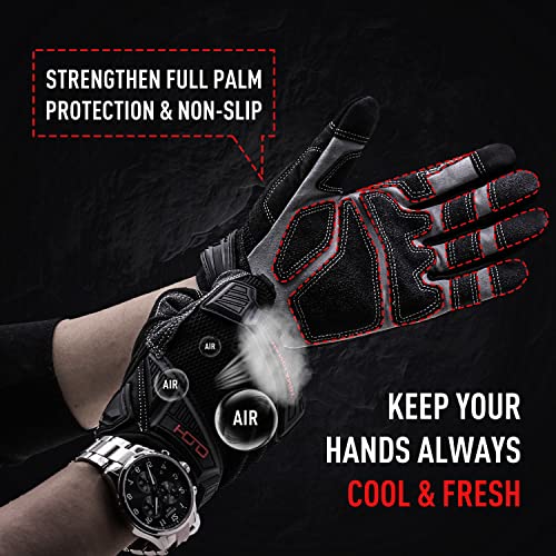 Aigevture Heavy Duty Synthetic Leather Impact Work Gloves Men, Mechanic Gloves, Sensitive Touch Screen Flexible Grip Gloves For Work #TOP2